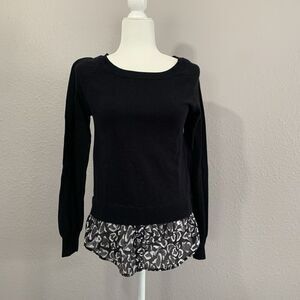 Sam Edelman Women's Black Layered-Look‎ Blouse Crewneck Sweater Size Small